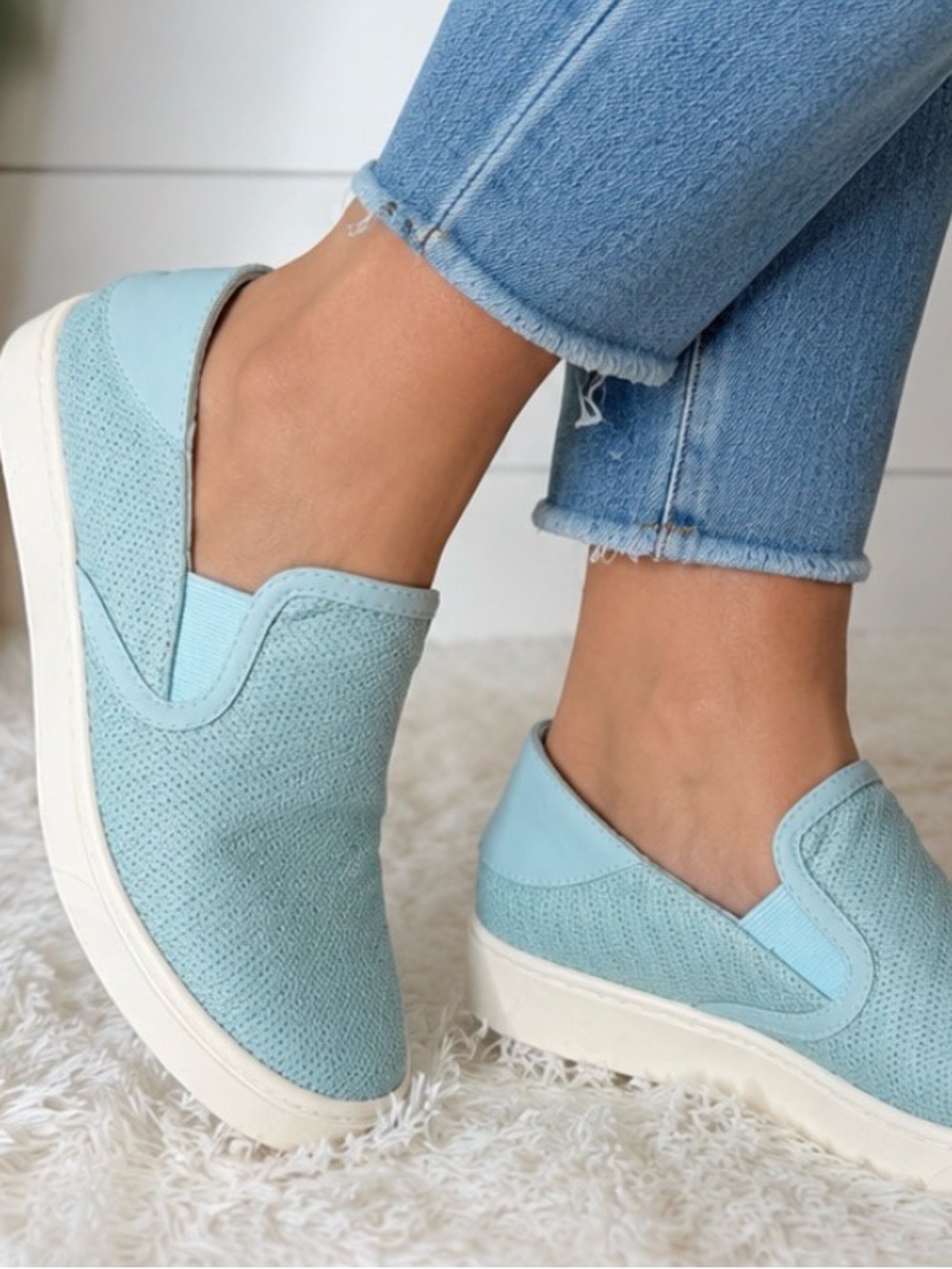 Olukai Women's Pehuea Casual Slip On Mesh Comfort Sneakers Light Blue Size 8.5